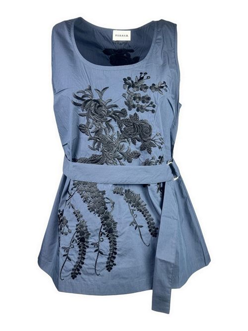 top donna in nylon ricamato blu e nero P.A.R.O.S.H. | D311737R-NINJA26012