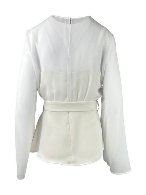 t-shirt donna in cady con maniche in chiffon latte P.A.R.O.S.H. | D313334-PANTY26002