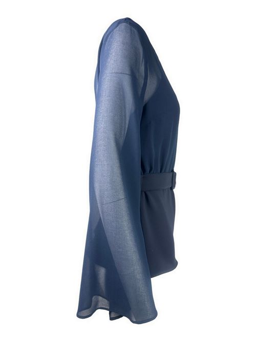t-shirt donna in cady con maniche in chiffon blu P.A.R.O.S.H. | D313334-PANTY26012