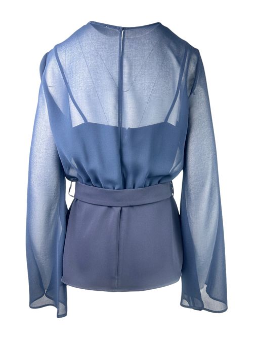 t-shirt donna in cady con maniche in chiffon blu P.A.R.O.S.H. | D313334-PANTY26012