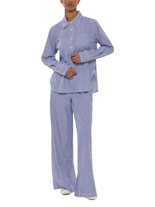 camicia donna righe e strass bianco e azzurro P.A.R.O.S.H. | D380646-CASHINE883