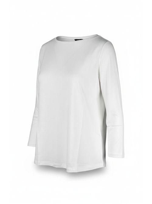 Women's white T-shirt with 3/4 sleeves and lurex details Purotatto | 1259140