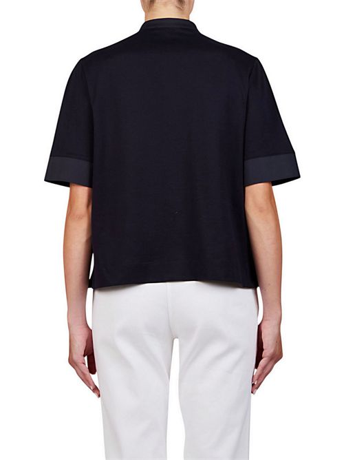 Women's blue T-shirt with trimmings Purotatto | 1447852