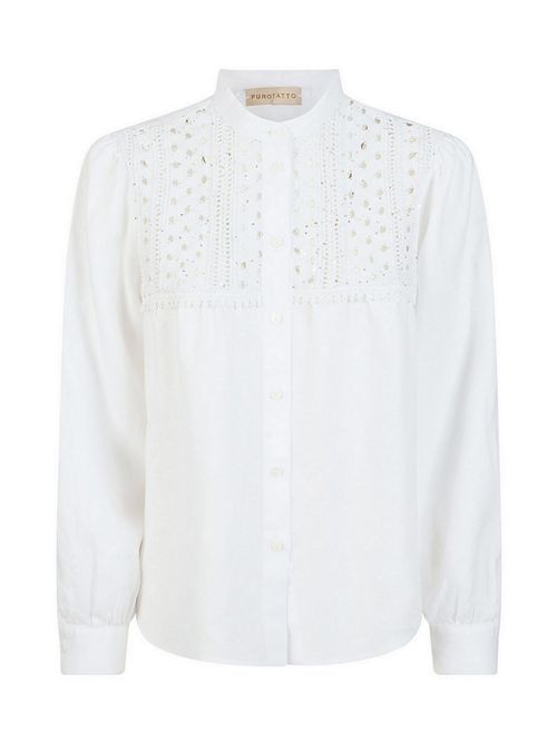 camicia donna con trafori bianca Purotatto | 5118479