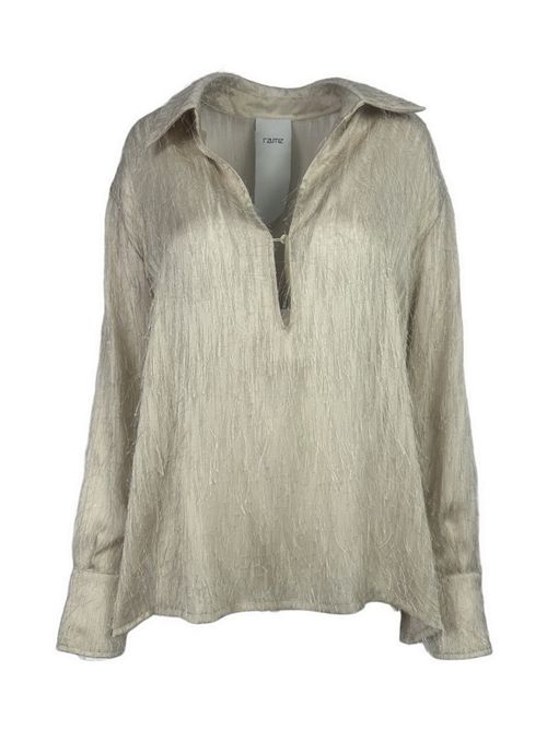 camicia donna tortora con piume Rame | NSCAM22-TPO0591SAND