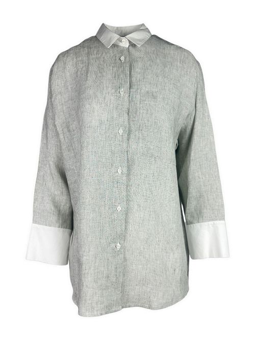 camicia donna a righe bianco e verde Whyci | 1080048