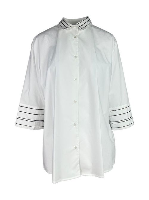 camicia donna con pailletttes bianco e marrone Whyci | 1270322