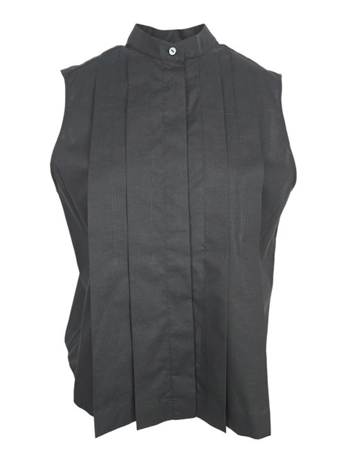 camicia donna senza maniche pieghe nero