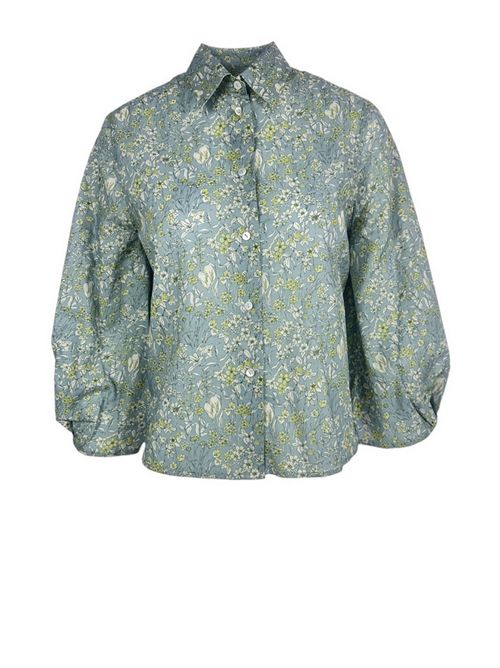 camicia donna corta fantasia liberty azzurro Xacus | MARGOT-25575002