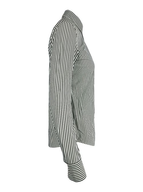 camicia donna in tessuto active a righe bianco e marrone Xacus | SARAKT-25619005