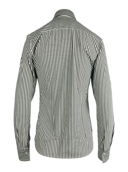 camicia donna in tessuto active a righe bianco e marrone Xacus | SARAKT-25619005