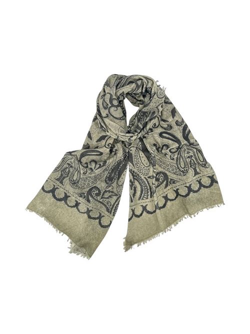 Women's sand and black paisley scarf Altea | 246035601