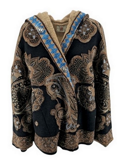 women's black and brown patterned caban BYE | 4WB/VC3/H061099