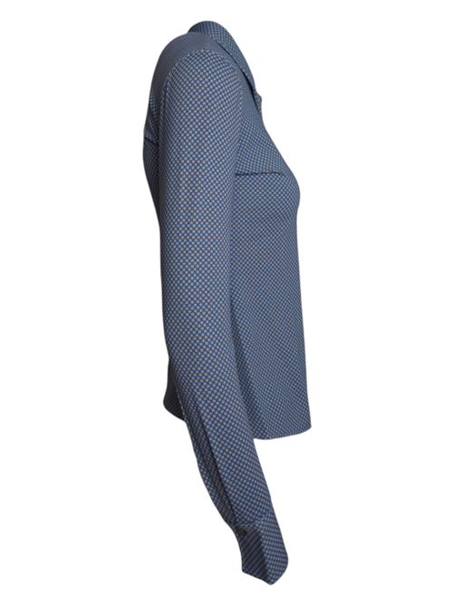 camicia donna in skin like blu e marrone Caliban | PL4-YYDFE1