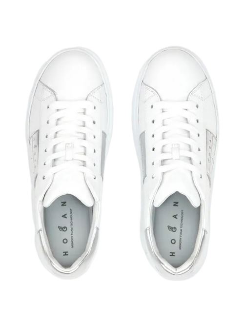 women's sneakers h-stripes silver and white Hogan | HXW6450FK5TRMW0351
