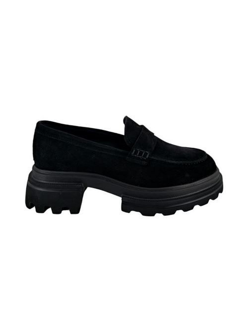 Women's black moccasin with tank Hogan | HXW6740FM50BYEB999