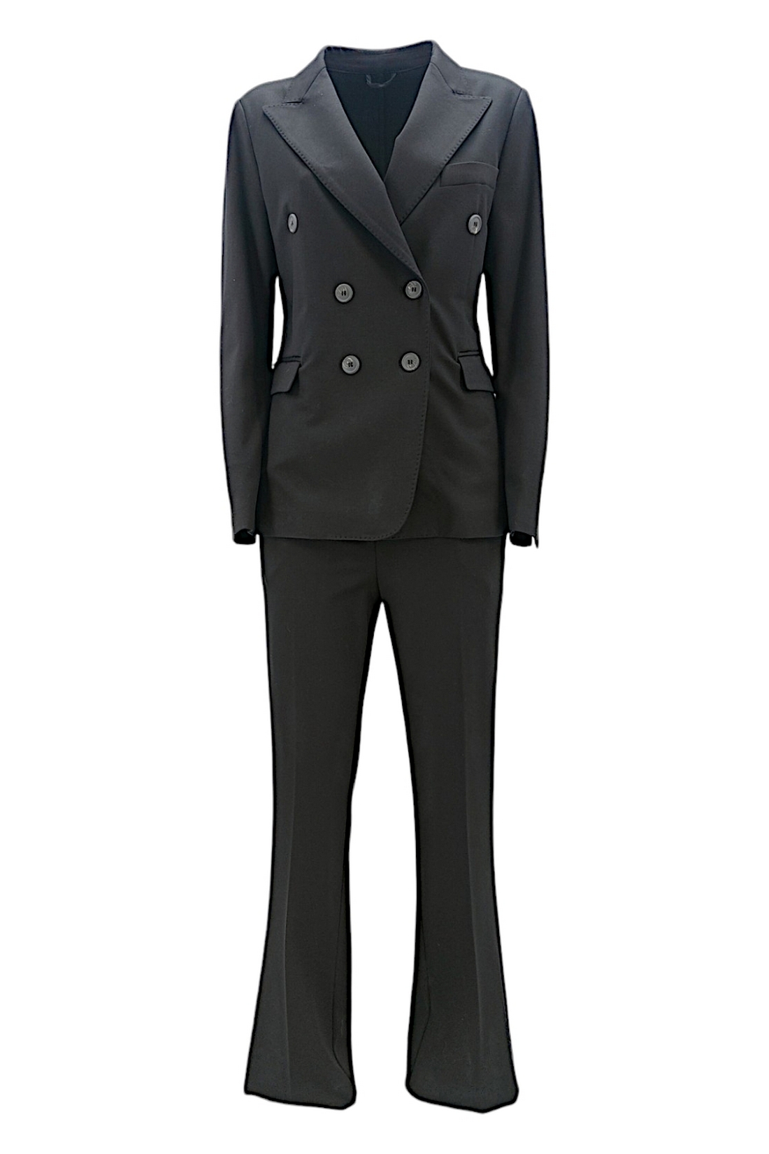 Double-breasted women's jacket in black Milan stitch Kiltie | LAUREN-T4320NERO